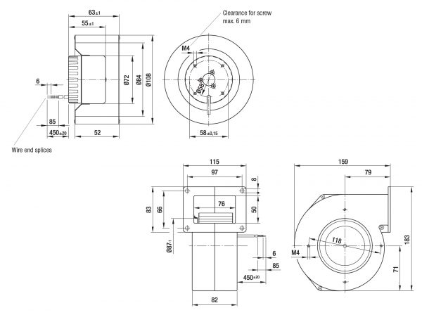 Вентилятор центробежный DC, R1G 108-AB17 -02